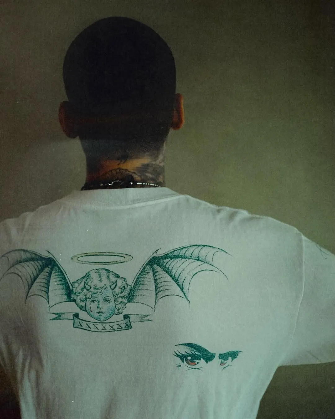 SAINT Mxxxxxx × Dr. Woo DW_LS TEE/TATTOO/WHT Dr.Woo joint model TATOO tattoo long sleeve off-white S-XL OE yarn Tube weaving high weight fabric without side seams Original printing water slurry process No touch printing Breathable and comfortable Original level replica printing Correct version Correct main mark/wash mark/cherub anti-counterfeiting mark